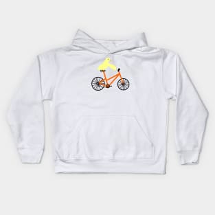 Duck On A Orange Bicycle Kids Hoodie